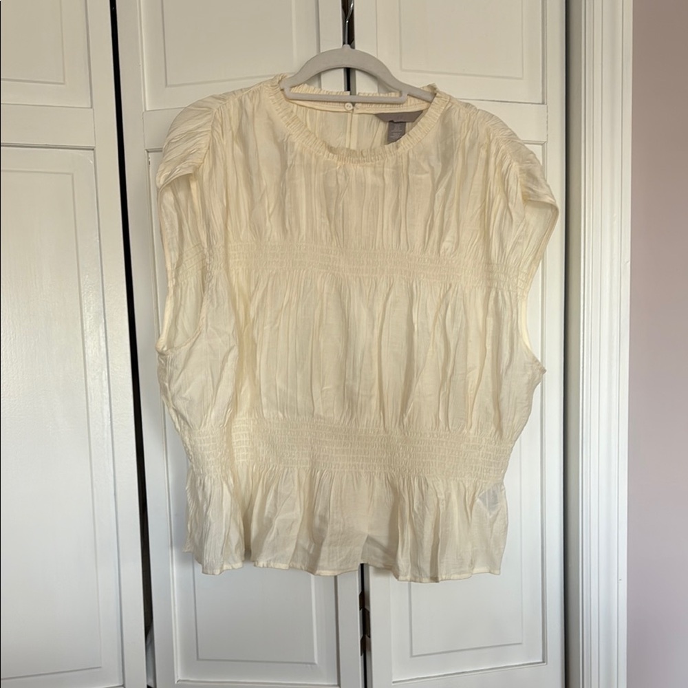 H&M Cream Ruched Blouse